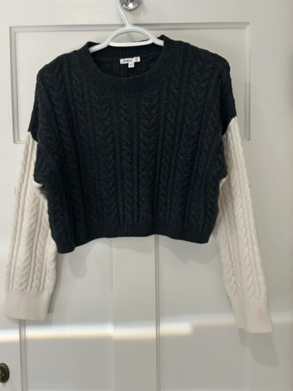SUBDUED BRAND COLORBLOCK CABLE KNIT CREWNECK SWEATER SIZE XS